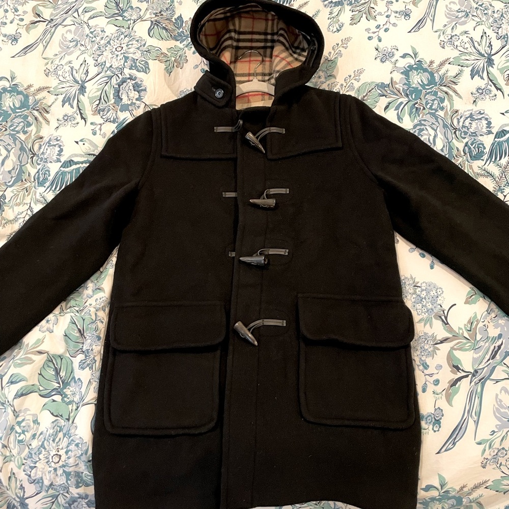 Burberry black wool winter coat, authentic